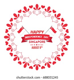Singapore independence day celebration vector illustration. August 9th is the singapore national day. Creative patriotic design elements with flag. 