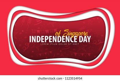 Singapore. Independence day greeting card. Paper cut style