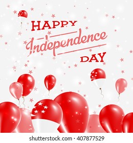 Singapore Independence Day Patriotic Design. Balloons in National Colors of the Country. Happy Independence Day Vector Greeting Card.