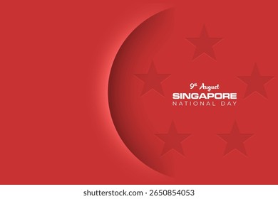 Singapore independence day red cut minimalistic graphic banner. National day of 9th August Singapore background, flag logo inspired design. Vector holiday template poster, banner, invitation, flyer