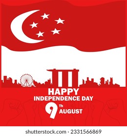 Singapore independence day vector illustration suitable for greeting card or poster

