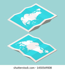 Singapore isometric maps. Two sides view. Vector illustration