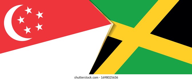 Singapur y Jamaica banderas, dos vectores símbolo de relación o confrontación.