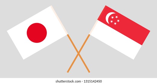 Singapore and Japan. The Singaporean and Japanese flags. Official colors. Correct proportion. Vector illustration