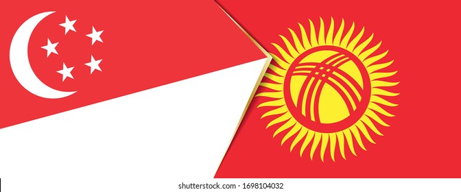 Singapore and Kyrgyzstan flags, two vector flags symbol of relationship or confrontation.