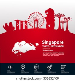 Singapore landmark vector illustration