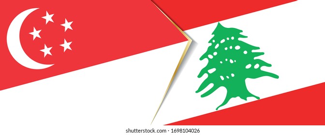 Singapur und der Libanon flaggen, zwei Vektorillustrationen Flaggen Symbol für Beziehung oder Konfrontation.