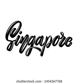 Singapore.  Lettering phrase on white background. Design element for poster, banner, t shirt, emblem. Vector illustration