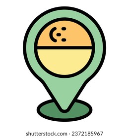 Singapore location icon outline vector. Asia travel. Flag national color flat