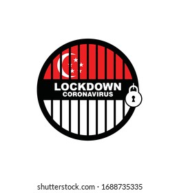 Singapore lockdown preventing coronavirus spread or outbreak, Lockdown Design Vector, Lockdown Coronavirus design Vector,Covid 19 Lockdown, 