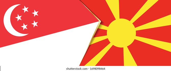 Singapore and Macedonia flags, two vector flags symbol of relationship or confrontation.