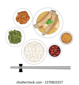 Singapore and malaysian food - set of bak kut teh with rice