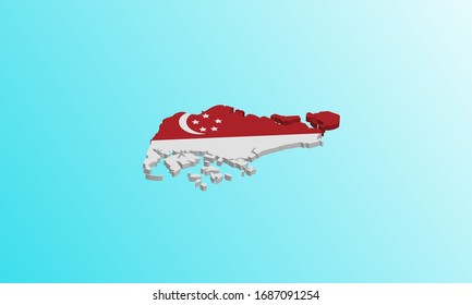 ilustración vectorial de icono de mapa 3D singapurense