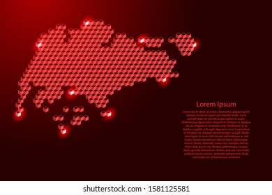 Singapore map from 3D red cubes isometric abstract concept, square pattern, angular geometric shape, for banner, poster. Vector illustration.