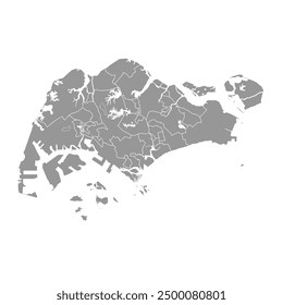 Singapore map with administrative divisions. Vector illustration.
