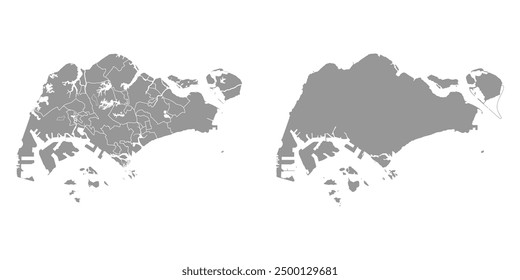 Singapore map with administrative divisions. Vector illustration.