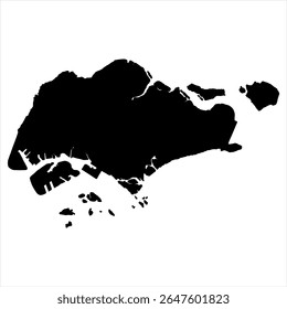 Singapore Map - black World Map International vector template with High detailed isolated on white background - Vector