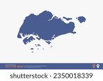 Singapore Map - blue abstract style isolated on white background for infographic, design vector.
