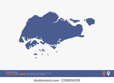 Singapore Map - blue abstract style isolated on white background for infographic, design vector.