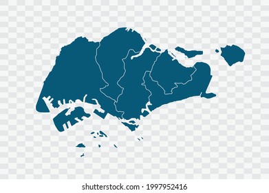 Singapore Map blue Color on Backgound png