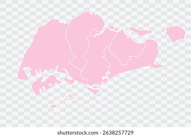 Singapore Map Blush Color on White Background quality files Png