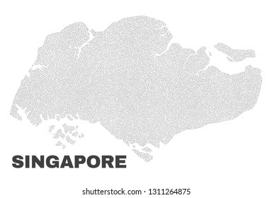 Singapore map designed with tiny dots. Vector abstraction in black color is isolated on a white background. Random tiny items are organized into Singapore map.