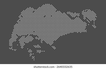 Singapore  map dot on gray background.  Dotted map Republic of Singapore. Vector eps 10.