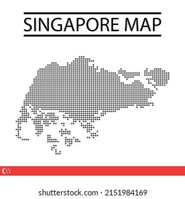 Singapore Map Dot Vector Design With Country Flag And Type Editable And Ready To Use