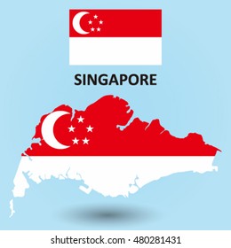 Singapore map flag
