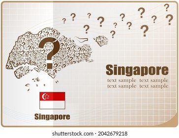 Bandera del mapa de Singapur hecha con signo de interrogación.