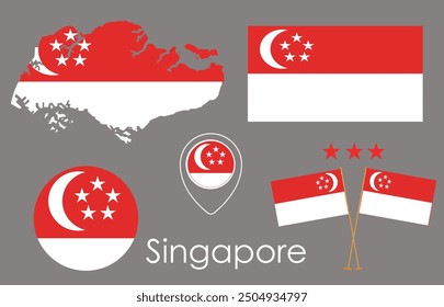 Singapore Map Flag Vector Eps 10 file