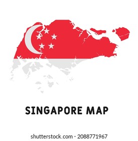 Singapur-Karte mit Flagge. Vektorgrafik.