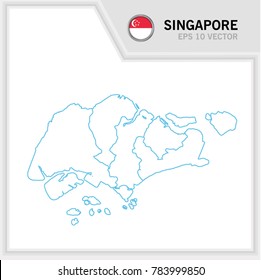 Singapore map and flag in white background