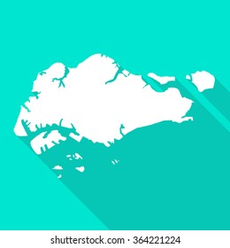 Singapore map flat simple style with long shadow.