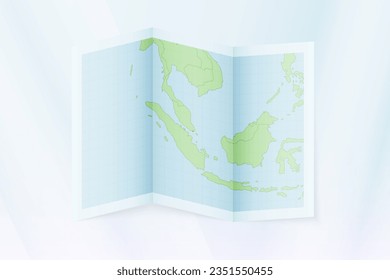 Singapore map, folded paper with Singapore map. Vector illustration.