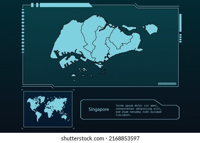 Singapore Map Futuristic  infographic Map element collection background