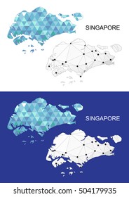 Singapore map in geometric polygonal style. Abstract gems triangle.