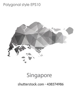 Singapore map in geometric polygonal style.Abstract triangle,modern design background.Vector illustration EPS10