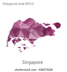 Singapore map in geometric polygonal style.Abstract triangle,modern design background.Vector illustration EPS10