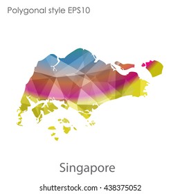 Singapore map in geometric polygonal style.Abstract triangle,modern design background.Vector illustration EPS10