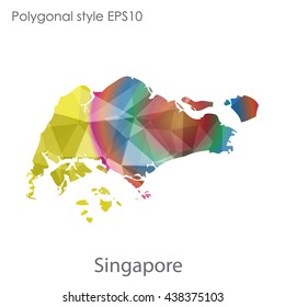Singapore map in geometric polygonal style.Abstract triangle,modern design background.Vector illustration EPS10