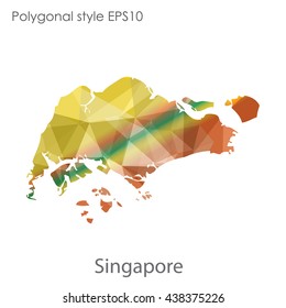 Singapore map in geometric polygonal style.Abstract triangle,modern design background.Vector illustration EPS10