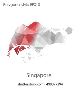 Singapore map in geometric polygonal style.Abstract triangle,modern design background.Vector illustration EPS10
