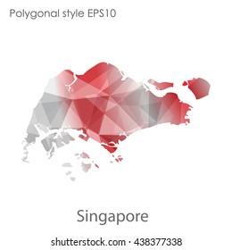 Singapore map in geometric polygonal style.Abstract triangle,modern design background.Vector illustration EPS10
