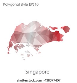 Singapore map in geometric polygonal style.Abstract triangle,modern design background.Vector illustration EPS10