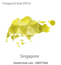 Singapore map in geometric polygonal style.Abstract triangle,modern design background.Vector illustration EPS10