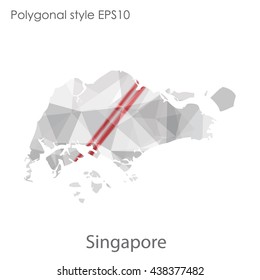 Singapore map in geometric polygonal style.Abstract triangle,modern design background.Vector illustration EPS10