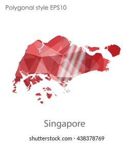 Singapore map in geometric polygonal style.Abstract triangle,modern design background.Vector illustration EPS10
