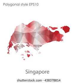 Singapore map in geometric polygonal style.Abstract triangle,modern design background.Vector illustration EPS10