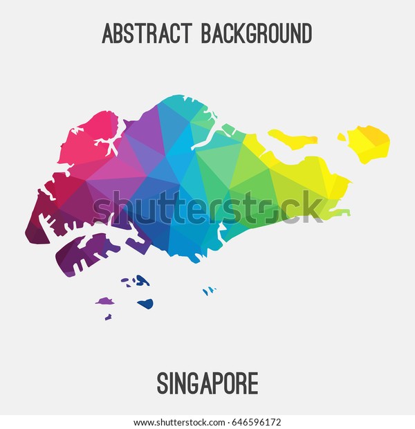 Singapore Map Geometric Polygonalmosaic Style Rainbow Stock Vector Royalty Free 646596172